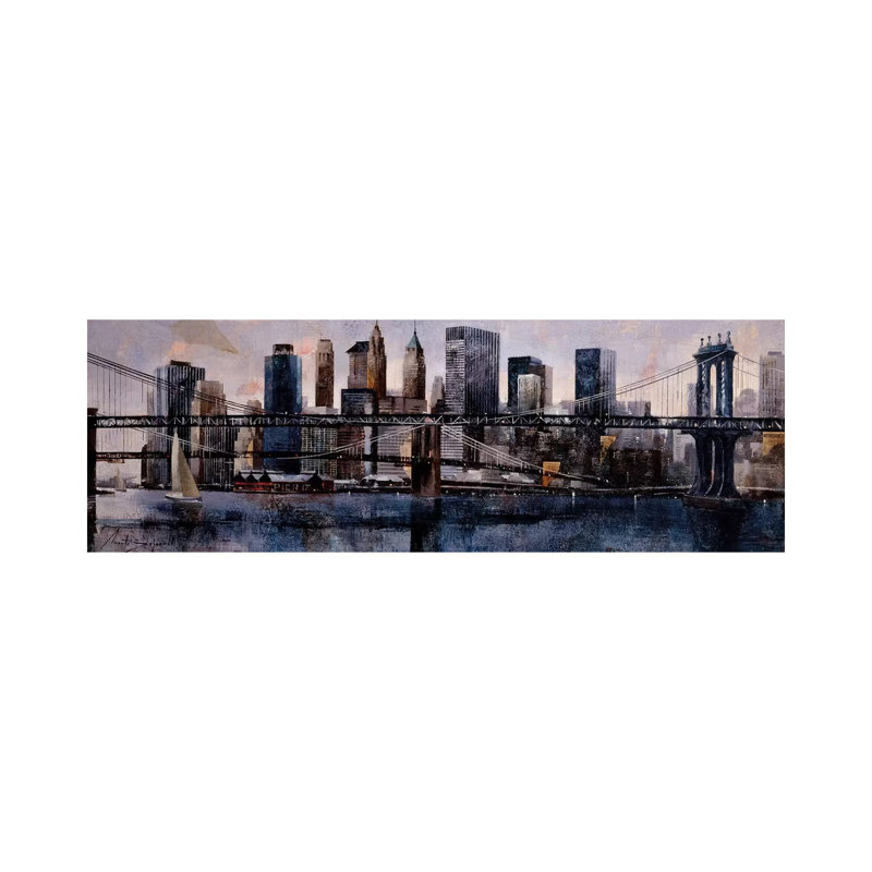 Brooklyn And Manhattan Bridges by Marti Bofarull - Wrapped Canvas Panoramic Gallery-Wrapped Canvas Giclée