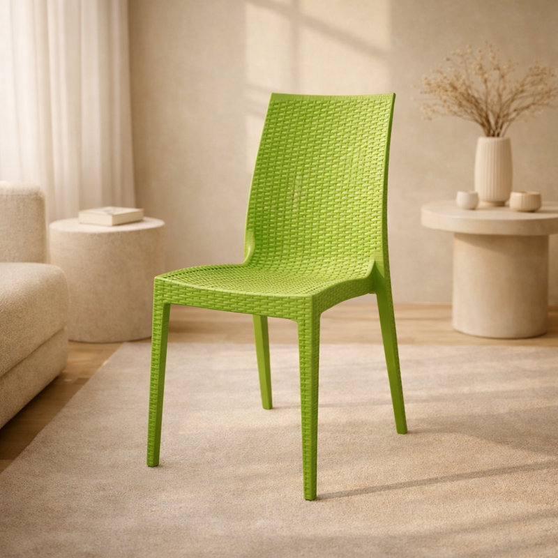 Chaise de patio en osier empilable Mace, vert, Single
