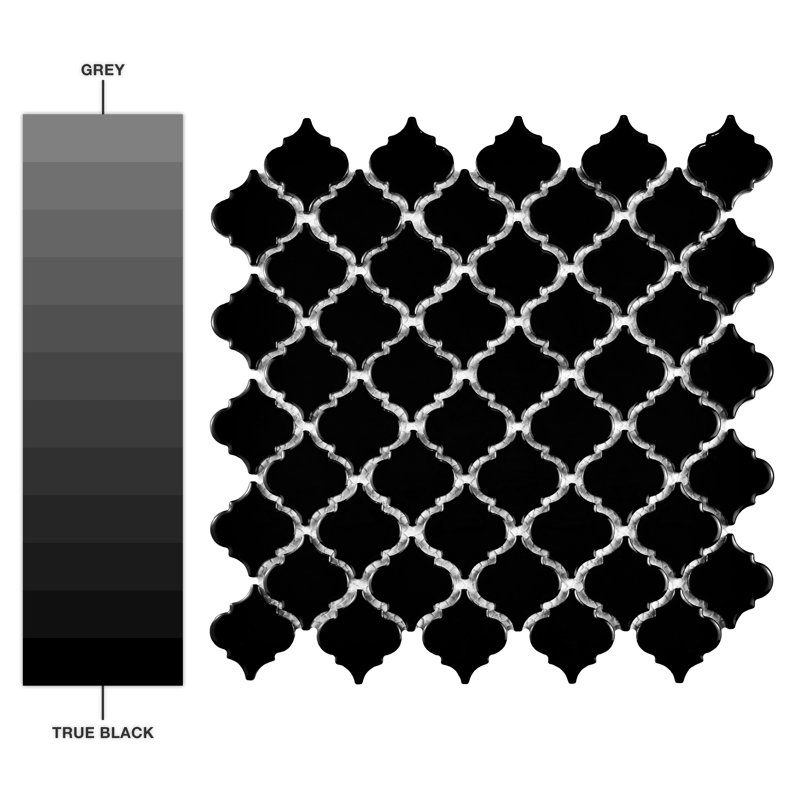 Hudson Tangier 2" x 2" Porcelain Arabesque Mosaic Wall & Floor Tile, Glossy Black