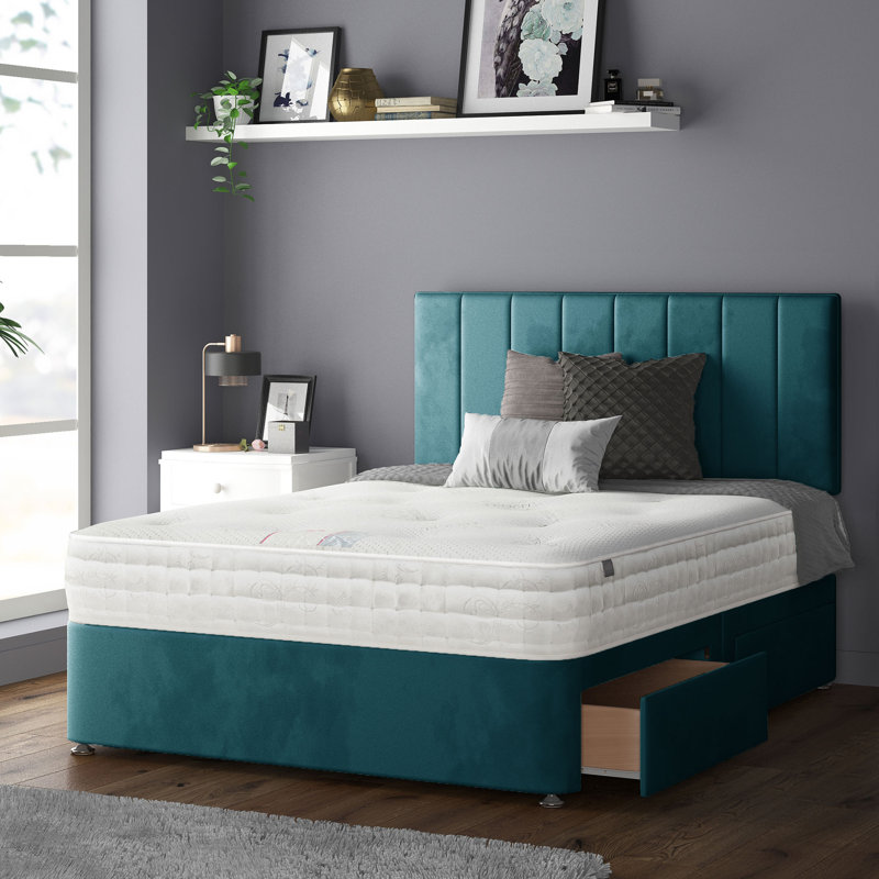 Hedley Upholstered Velvet Headboard, Small Double (4'), Mallard