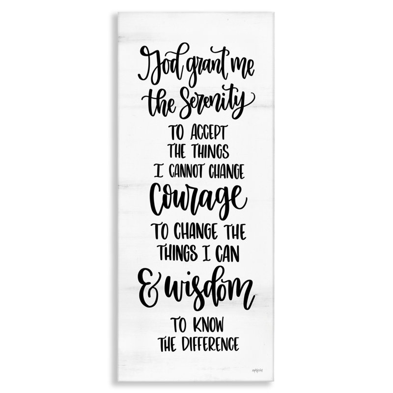 Serenity Courage Wisdom Black and White Canvas Wall Art