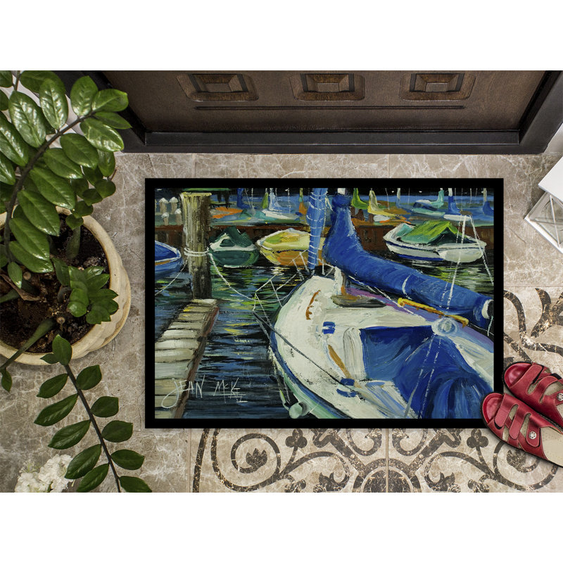 Tapis de porte intérieur antidérapant Night on the Docks, Rectangle 1 pi 6 po x 2 pi 3 po