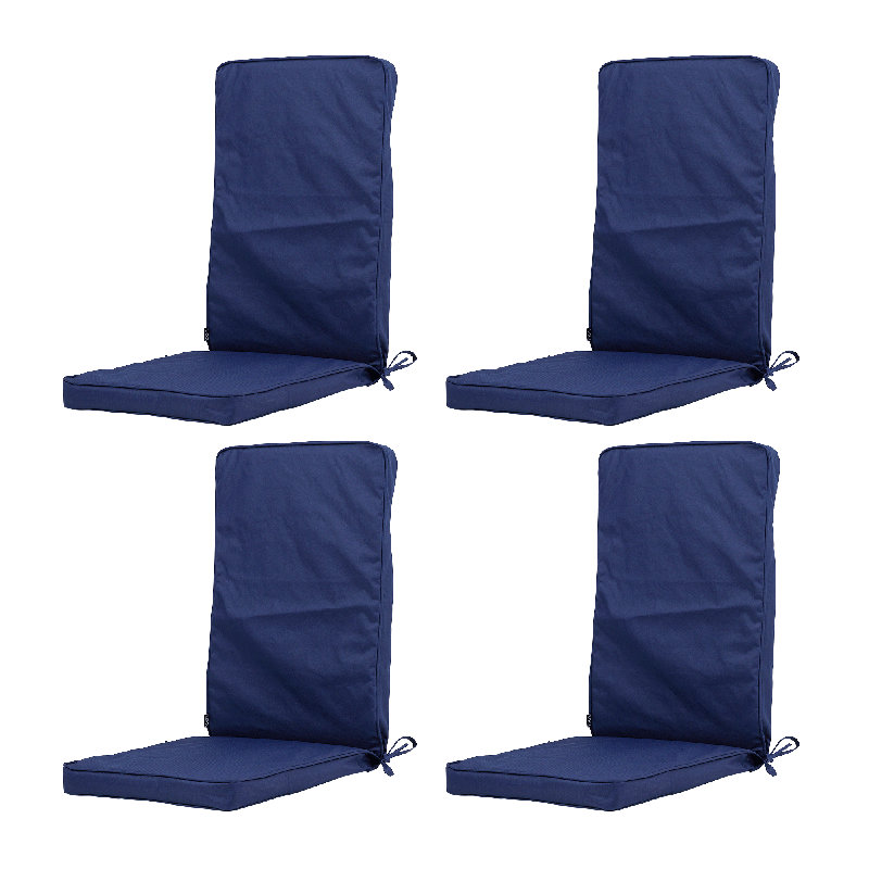 Veeva Deck Stripe Outdoor High Back Seat Pad (Set Of 4), Navy Striped