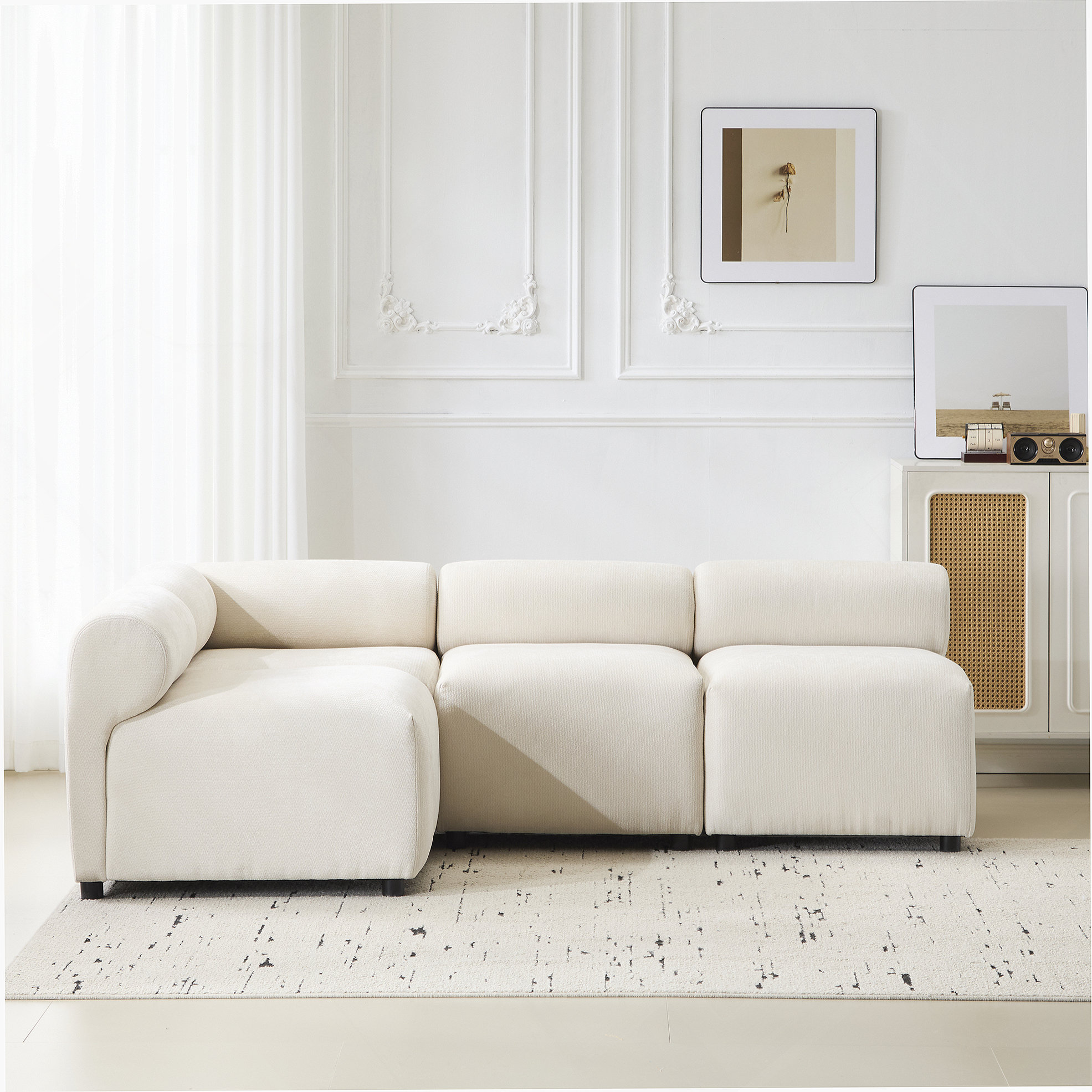 Latitude Run® 4-Piece L Shaped Modular Free Combination Sectional Sofa ...
