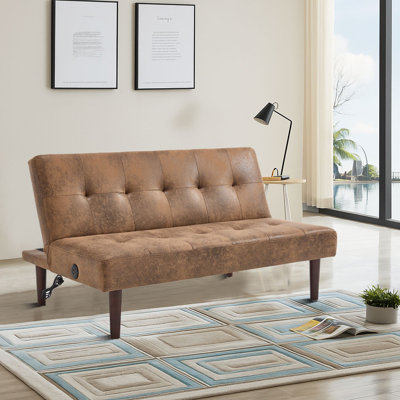 Convertible Futon Sofa Bed couch sleeper sofa with USB Charging Ports and Adjustable Backrest