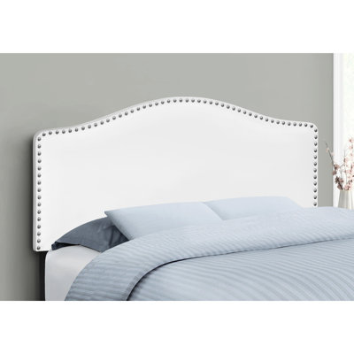 White Leather-Like Upholstered Headboard For Full Bedroom Worthy Size With Leather Look