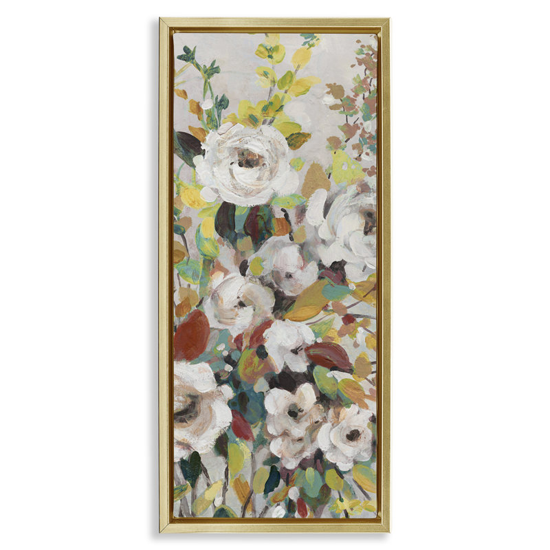  «Blooming Roses Array» par Carol Robinson, H 25 po x l 11 po, Cadre flottant métallique doré