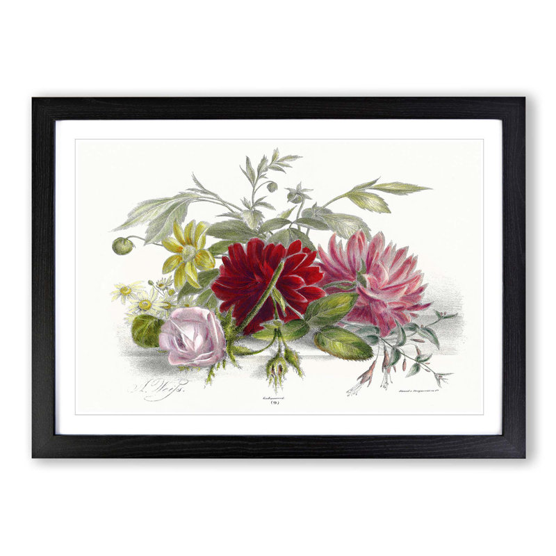Still Life of Flowers - Picture Frame Art Print, 27cm H x 36cm W x 2cm D, Black Framed