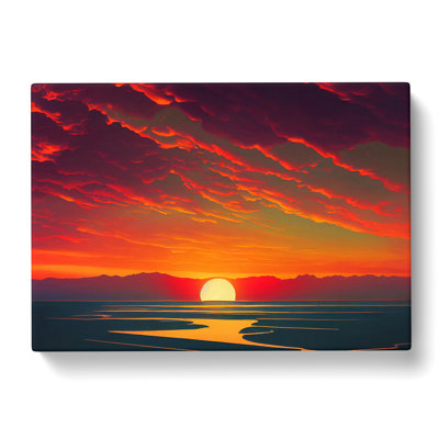 Lush Ocean Beach Sunset - Wrapped Canvas
