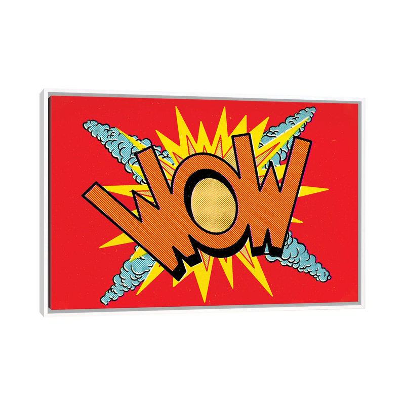 «Wow I» par Joseph McDermott - reproduction d'art textuel, Toile blanche encadrée, Pas de tapis, H 40 po x l 60 po x 1,5 po