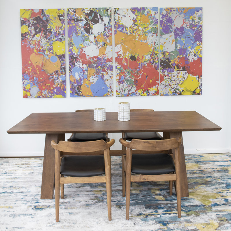 Bromide 4 - Person Solid Wood Dining Set with 4 Vegan Leather Upholstered Chairs