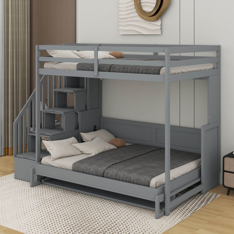 Lit escamotable double sur double avec lève-personne hydraulique, Gris