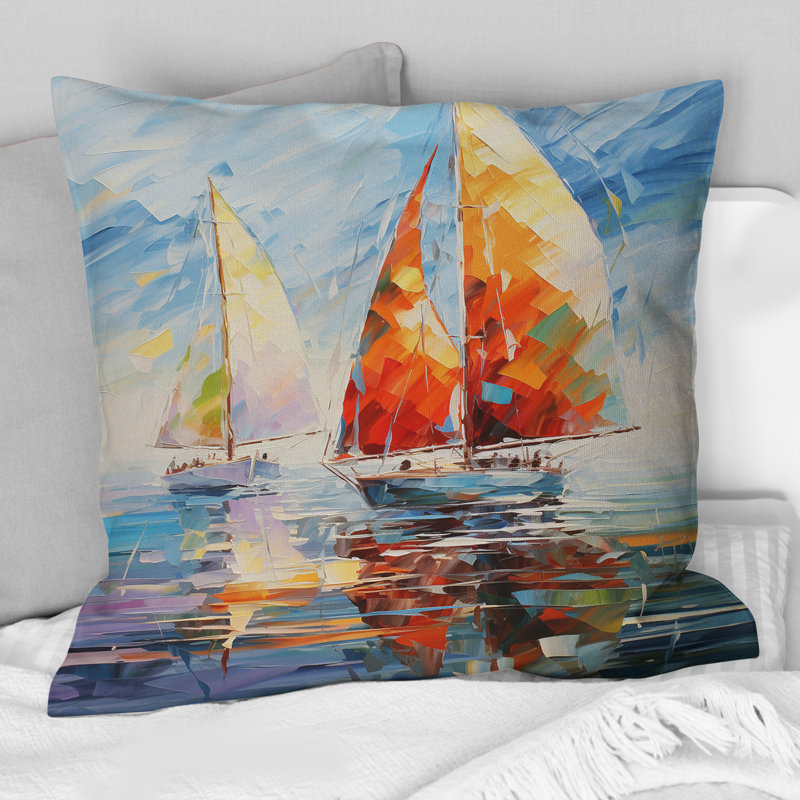 Coussin Sail Sail Abstract Winds II - Bateau à voile imprimé