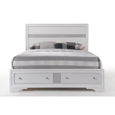 Naima White Finish EK Bed W/Storage