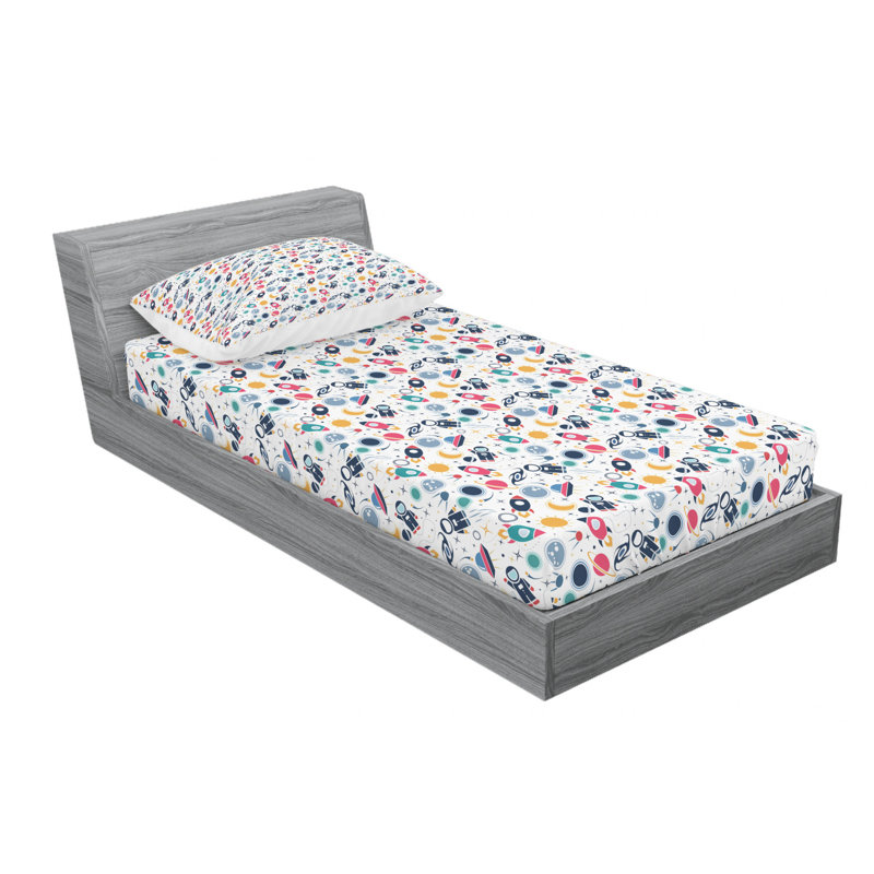 Spaceship Microfiber Sheet Set, Twin Sheet Set with Fitted Sheet