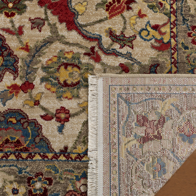 Bisen Performance Oriental Rug, Rectangle 8' x 10', Taupe/Blue