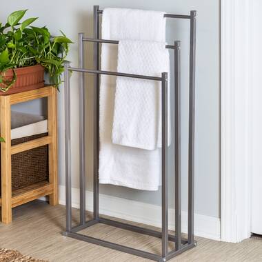 Kes BTH217WF-2 Freestanding Towel Rack 2-Tier Stand with Marble Base for Bathroom Sus 304 Stainless Steel Finish: Silver