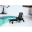 Chaise longue noire avec 5 positions, roues et porte-gobelet, pour piscine, terrasse, jardin surdimensionné