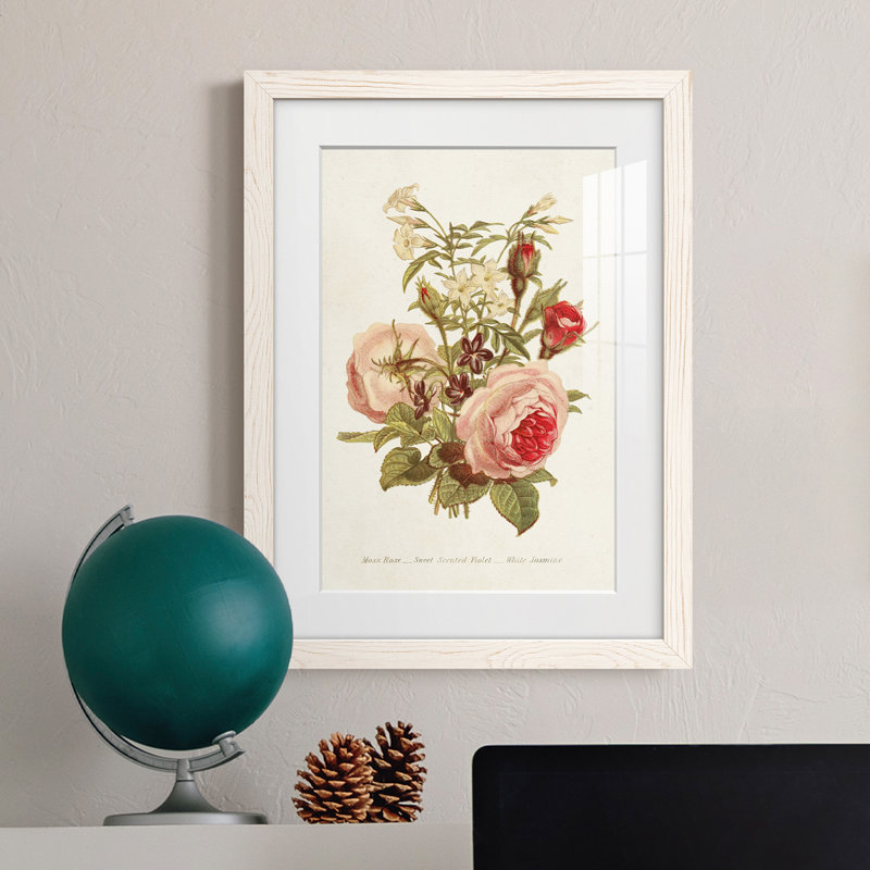 Antique Floral Bouquet III - cadre photo, H 44 po x l 31 po x P 1 po, Cadre blanc
