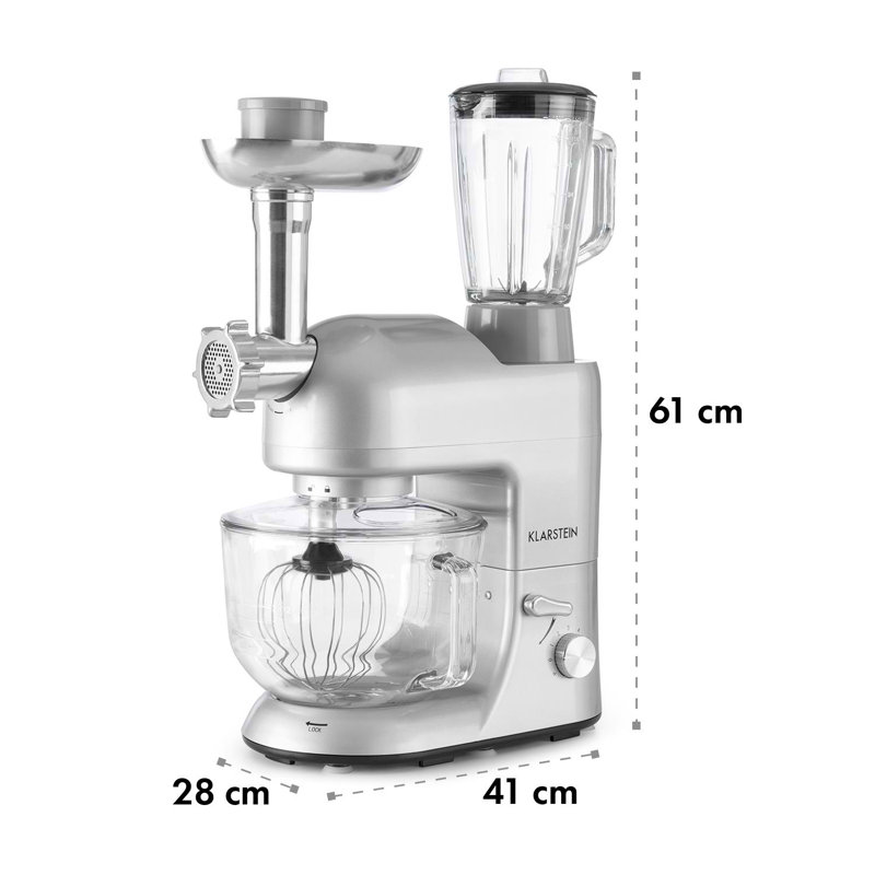 Klarstein 6 Speed 5.2L Stand Mixer, Silver