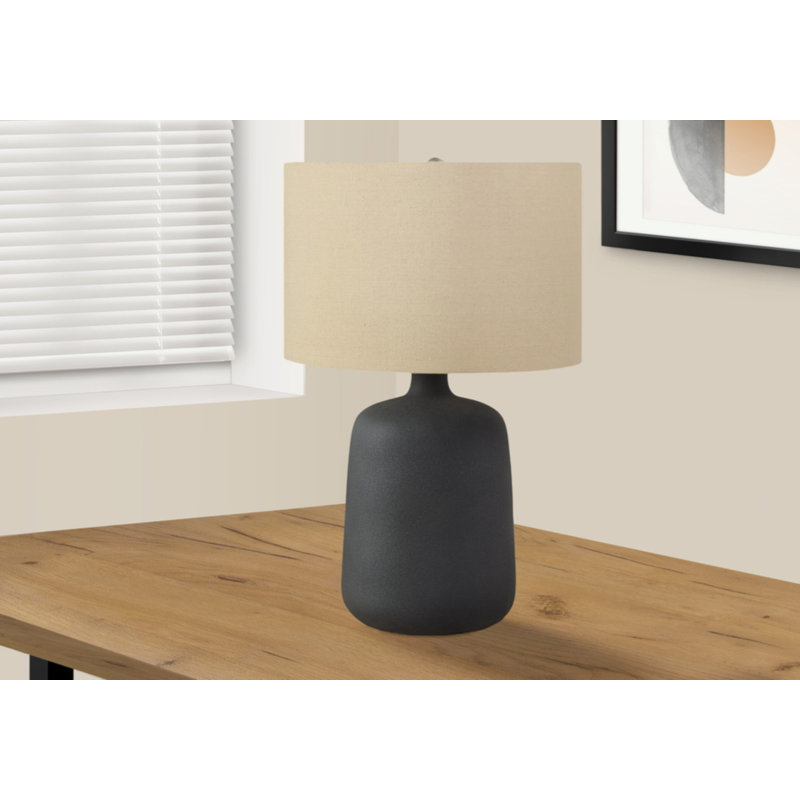 Lighting, 24"H, Table Lamp, Black Ceramic, Beige Shade, Contemporary