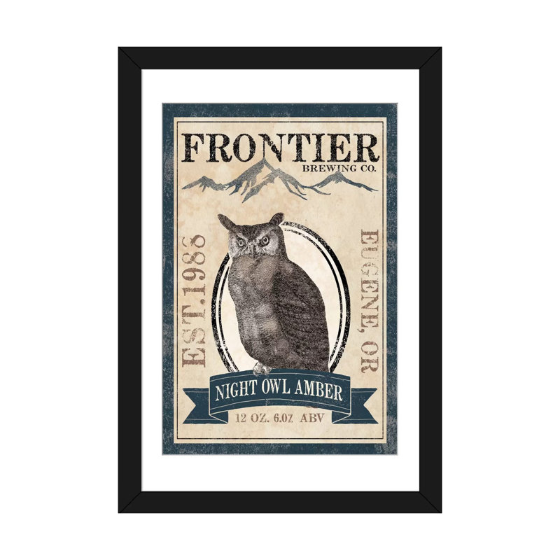 « refrontière infuseing co. iii (night hibou ambre) », affiche sur toile, H 32 po x l 24 po x P 1 po, Papier avec cadre noir