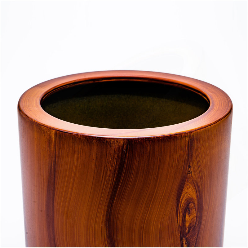 7.8 In. Dark Wood Plastic Self-Watering Planter Pot