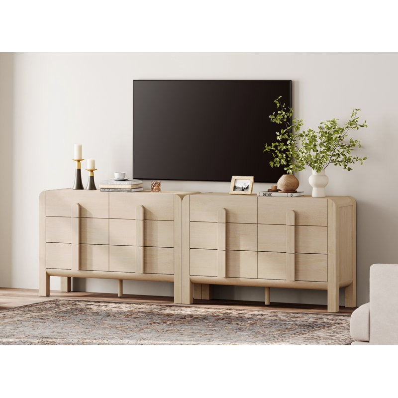 Adora Modern Dresser TV Stand For Tvs Up To 100 Inch, Cruved Entertainment Center, Wood TV Console With Storage For Living Room