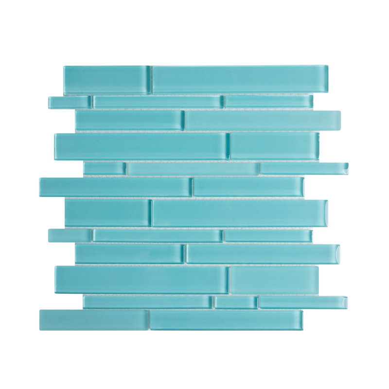 Premium Glass Mosaic Tile, Aqua Blue