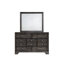 Ensemble de chambre à coucher avec lit plateforme gris 6 pièces: lit, commode, miroir, 2 tables de chevet, commode-1096855488