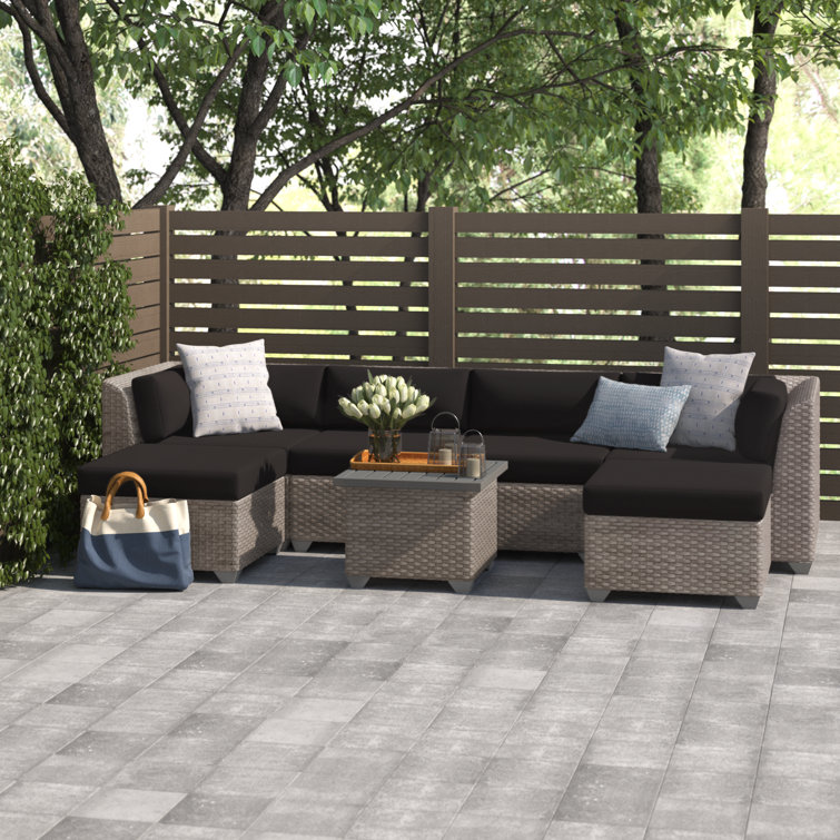 Amjad 7 Piece Sectional Seating Group with Cushions and Optional Sunbrella Performance Fabric