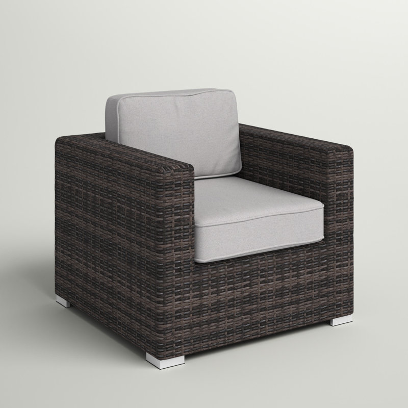 Melanie Fully Assembled Patio Chair with Cushions, Olefin Gray, Brown