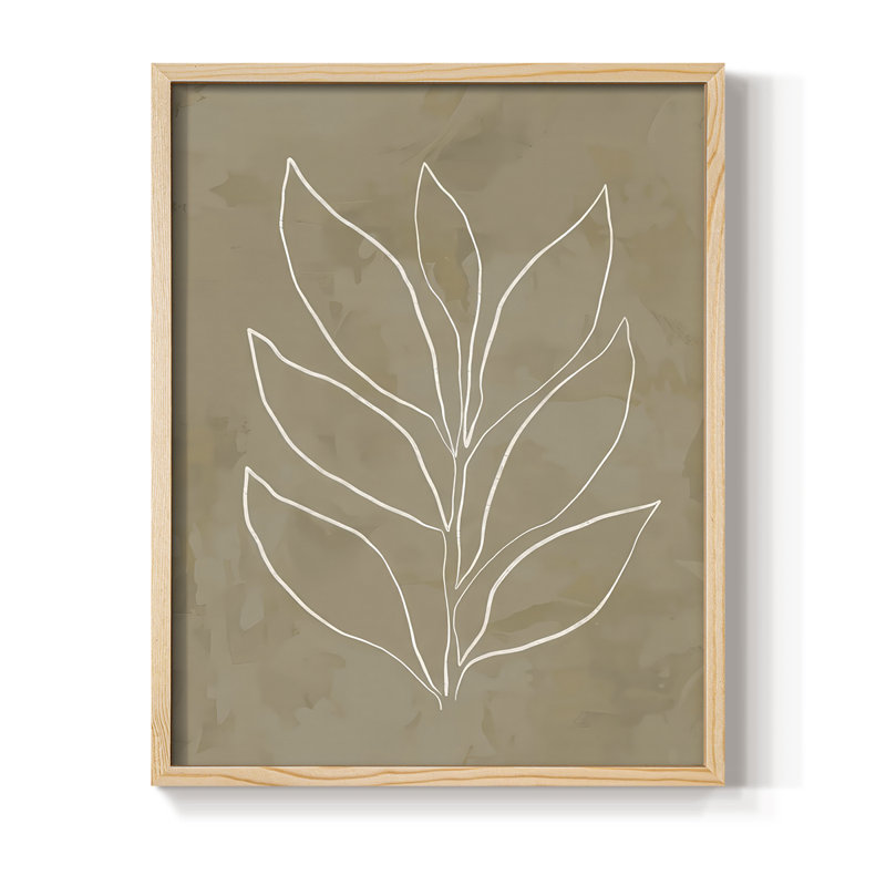 «Leaf Line Art I», reproduction encadrée - bois massif, Naturel, H 21 po x l 17 po
