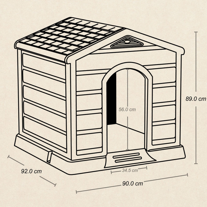 Ellinore Taupe Plastic Dog House, 35" H x 36.2" W x 35.4" D