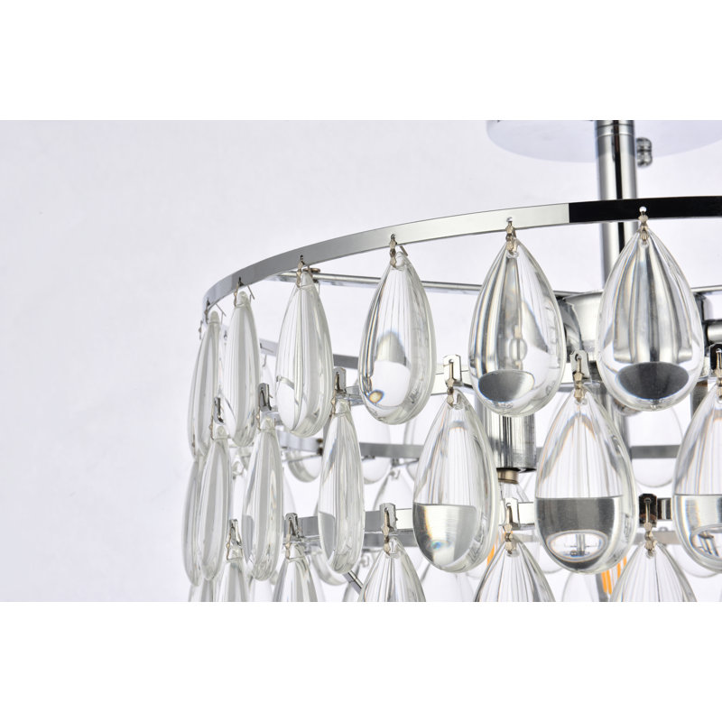 Stiner 3-Light Crystal Tiered Flush Mount, Brass, 14" H x 16" W x 16" D