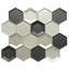 Carrelage mural mosaïque mixte en verre hexagonal mixte 10 po x 12 po (0,83 pi2 / pièce)