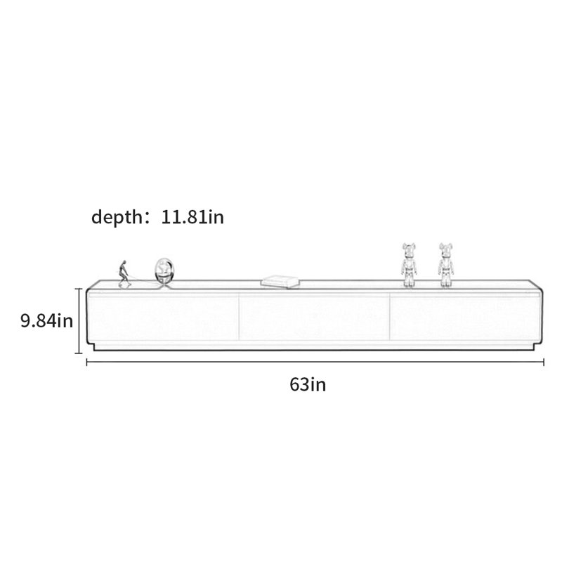 Meuble télé haut de gamme italien, 9.84" H x 63" W x 11.81" D