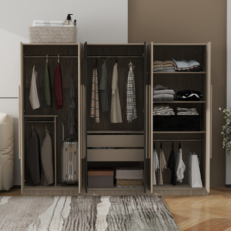 Rangement pour garde-robe à 6 portes avec 2 tiroirs à l'intérieur