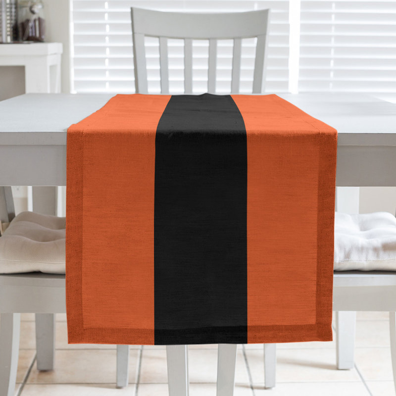 Chemin de table, Baltimore, 90 po x 16 po, Orange / noir jais