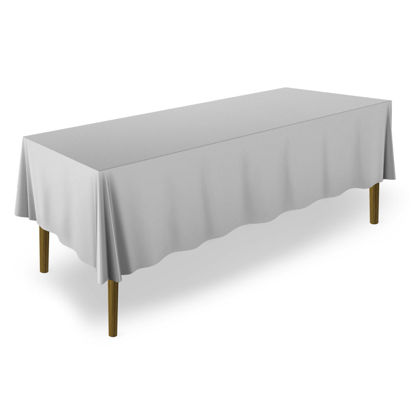 Silver Stain-Resistant Rectangular Polyester Tablecloth for Weddings