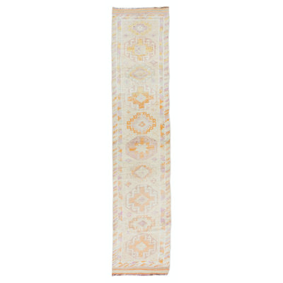 Vintage Handmade Anatolian Wool Runner Rug, Narrow Hallway Carpet