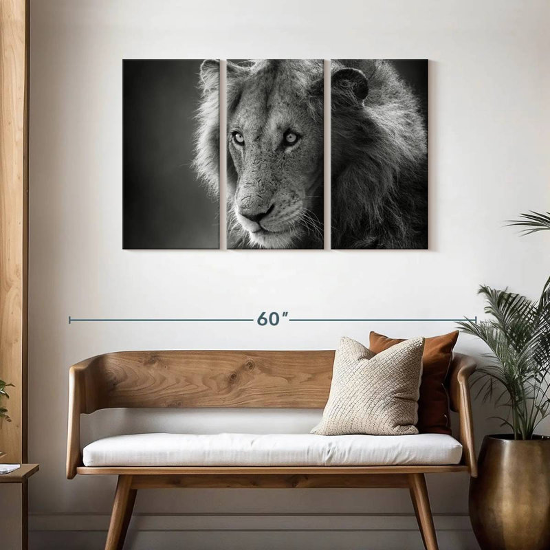 Lion sauvage monochromatique Brampt, H 28 po x l 45 po