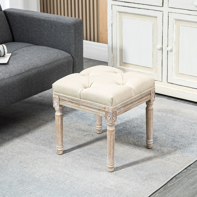 Vintage With Upholstered Seat In Beige, For Bedroom, Living Room, And More Spaces Beige Top Rustic Wood Legs, Ideal Office
