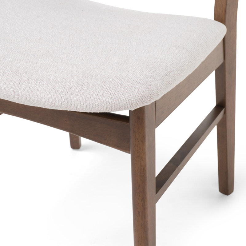 Chaise d'appoint en bois massif Barros, Beige clair, Noyer