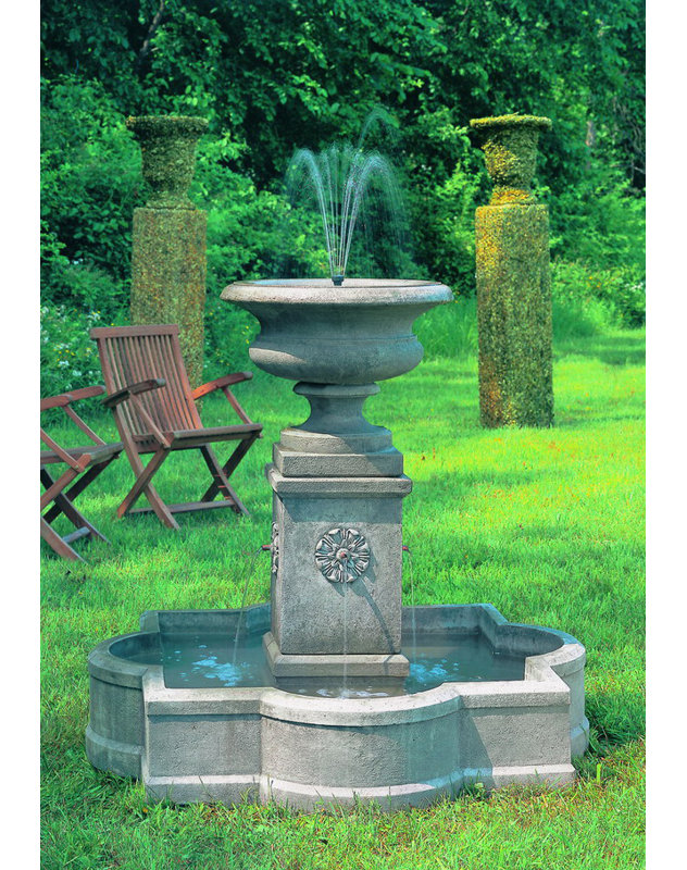 Palazzo Hand Crafted Weather Resistant Column Fountain, Travertine