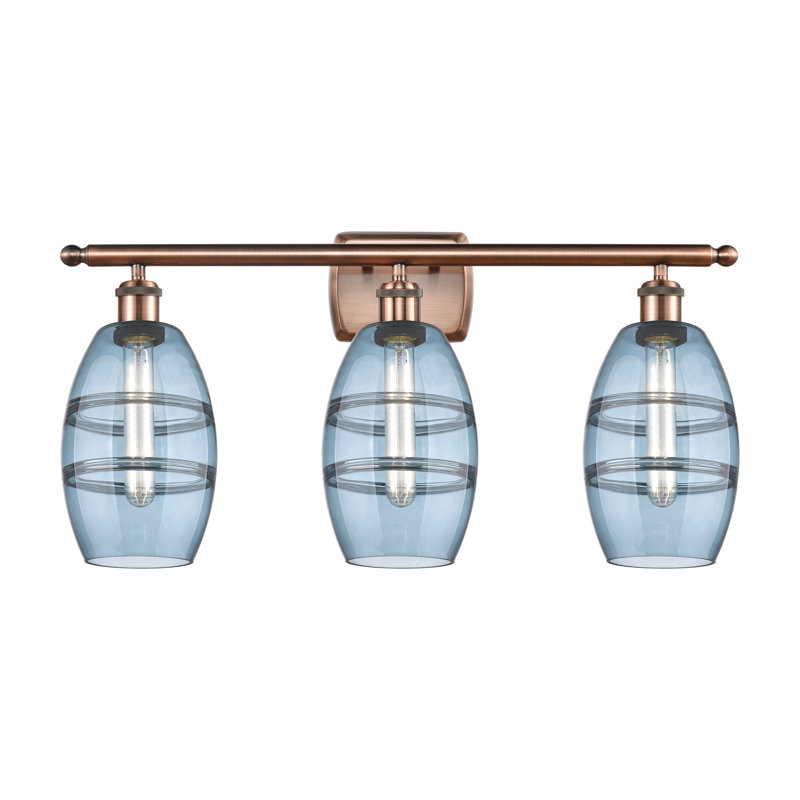 Éclairage de salle de bain à intensité variable à 3 lumières Bettylou, Bleu princesse, Cuivre antique