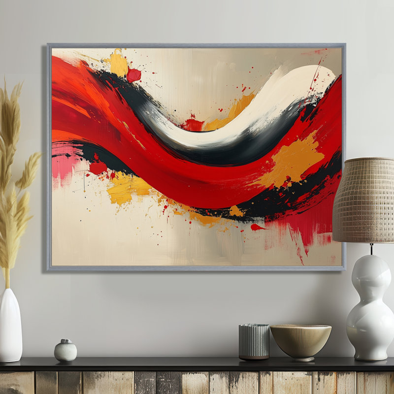 Whisenhunt - Abstract Canvas Art Print, H 12 po x l 20 po, Avec cadre, Argent argent