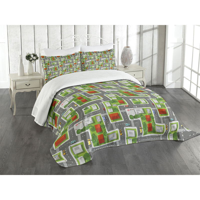 King Size White Quilted Bedspread Set with Pillow Shams