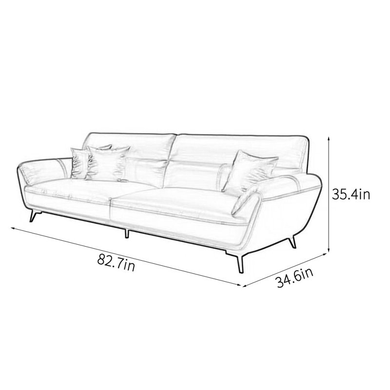 Canapé de bureau italien moderne, H 35,4 po x l 82,7 po x P 34,6 po, 3