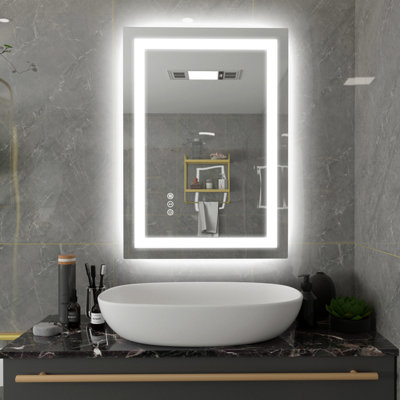  28"x20" LED Bathroom Vanity Mirror with Lights, Anti-Fog Dimmable Frameless Vanity Mirror, Wall Mount Touch Lighted Mirror, 3 Color Temperatures, Edge-Sealed, ETL Listed
